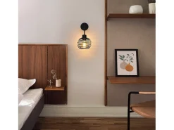 NETTLIFE Aplicación para pared , lámpara de iluminación para pared interior Vintage, lámparas para pasillo retro, negra, E27. Negro New