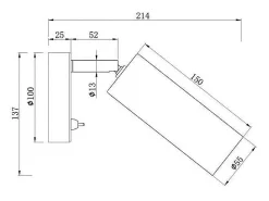 Aplique Para Pared-Aplique a pared modelo Antia acabado niquel satinado, 14cm(alto) 10cm(ancho) 23cm (fondo) Gris