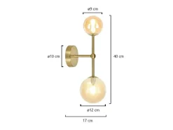 Clearance Aplique a pared modelo Galaxia acabado latón/ambar, 40cm(alto) 12cm(ancho) 18cm(fondo) Beige