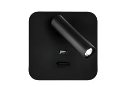 AKUNADECOR Aplique Para Pared-Aplique Cuadrado Color Modelo Giotto Puerto Usb Orientable Negro