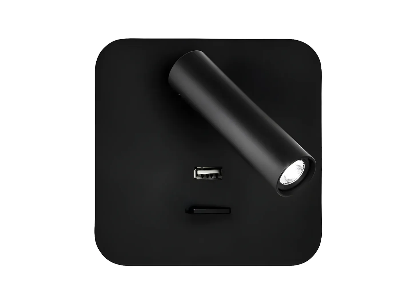 AKUNADECOR Aplique Para Pared-Aplique Cuadrado Color Modelo Giotto Puerto Usb Orientable Negro