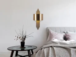 Hot OZAIA Aplique de arte déco de metal - Ancho 22 x Alt. 75 cm - SANGARIUS Dorado