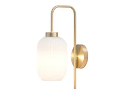 Sale OZAIA Aplique de latón dorado y vidrio blanco L.25 x Alt.41 cm - LOUXOR Blanco / Dorado