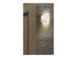 New Aplique de pared Amsterdam de estilo clásco- Alt. 21 cm - interior- acero y niquel satinado- pantalla algodón marrón- E27 Ø45 Máx. 40W- IP20 Marru00f3n
