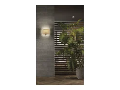 Aplique Para Pared-Aplique de pared Amsterdam de estilo clásco- Alt. 21 cm - interior- acero y niquel satinado- pantalla cinta plisada - E27 Ø45 Máx. 40W- IP20 Beige