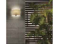 Aplique Para Pared-Aplique de pared Amsterdam de estilo clásco- Alt. 21 cm - interior- acero y niquel satinado- pantalla cinta plisada - E27 Ø45 Máx. 40W- IP20 Beige