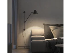 Aplique de pared ARM estilo moderno - Alt. 60 cm - LED COB 5W- 728lm y 3000k - Cable 2 metros - 330º y 180º grados, on&off - ip20 - acero y Negro New