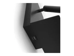 Aplique de pared BALTIC estilo moderno - LED SMD 3W - 251lm y 3K- USB - 350º - on&off - 30.000 horas - IP20 - acero y Negro Outlet