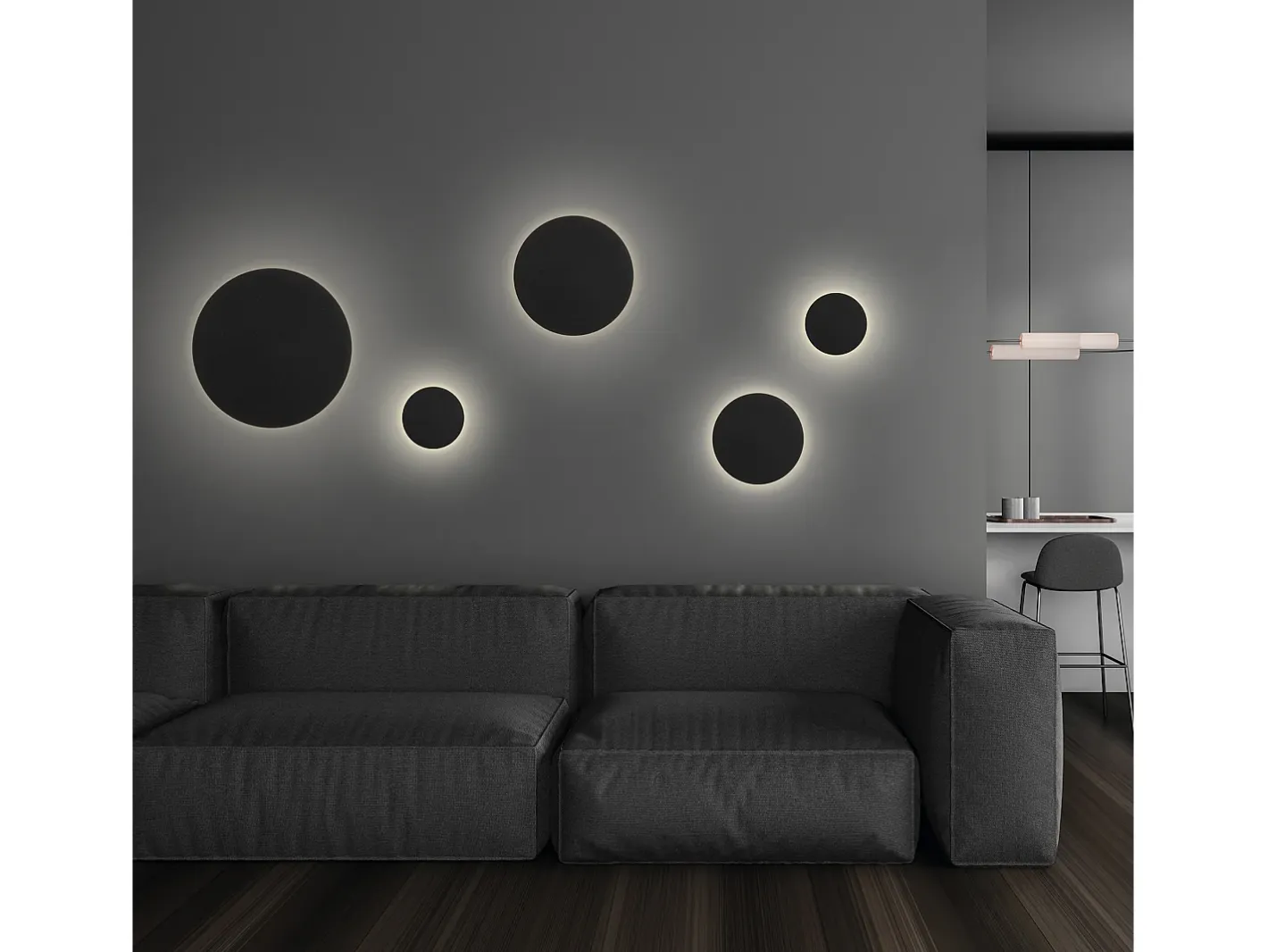 Clearance Aplique de pared CIRCULAR estilo moderno y versátil - D.ø40 cm - LED SMD 28W - 3020lm y 3k - aluminio y Negro
