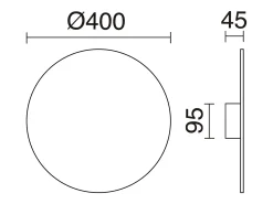 Clearance Aplique de pared CIRCULAR estilo moderno y versátil - D.ø40 cm - LED SMD 28W - 3020lm y 3k - aluminio y Negro