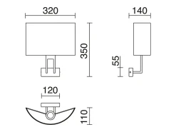 Aplique de pared CLASSICAL estilo clásico - interior- acero-niquel satinado- pantalla algodón blanco-E27 MÁX. 40W- IP20 Gris Best