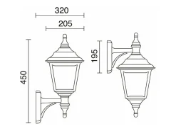 Clearance Aplique de pared CLIC CLAC 4 estilo clásico - Alt. 45 cm x anchura 32 cm- E27 42W - poliamida - ip44 - Negro