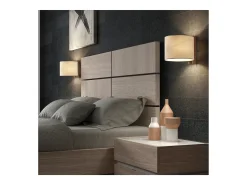 Aplique de pared COMPACT estilo moderno en madera - D. 20 cm - E27 40W - ø45 - ip20 - madera y algodón Blanco
