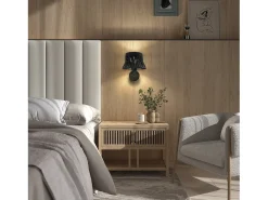 Aplique Para Pared-Aplique de pared CORA estilo clásico - Alt. 23,5 cm - E27 40W - pantalla cinta plisada ø20 cm - acero y - IP20 Negro