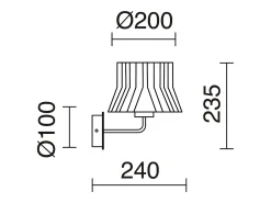 Aplique Para Pared-Aplique de pared CORA estilo clásico - Alt. 23,5 cm - E27 40W - pantalla cinta plisada ø20 cm - acero y - IP20 Negro