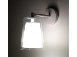Aplique de pared de vidrio y metal Kansas Blanco New