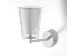 Aplique de pared de vidrio y metal Kansas Blanco New