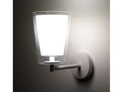 Aplique de pared de vidrio y metal Kansas Blanco New