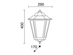 Aplique de pared Elite 6 clásico -alt. 40,5 cm -e27 42w -mate -ip44 -aluminio, Blanco Clearance