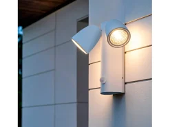 Ledkia Aplique de Pared Exterior LED 12W Aluminio con Sensor de Movimiento PIR Abel Dos Focos Blanco Hot