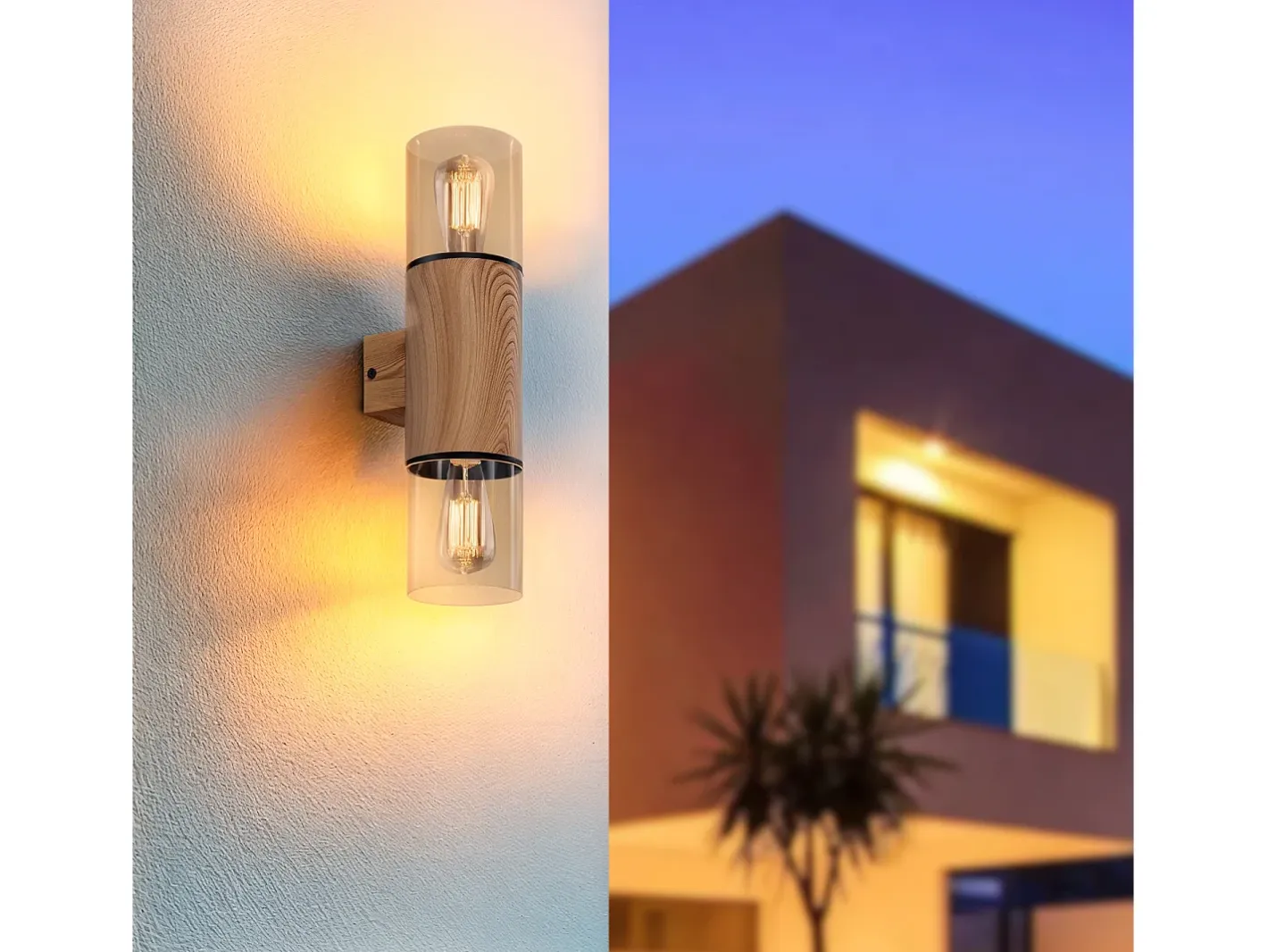 Discount Ledkia Aplique de Pared Exterior Acero Inoxidable Emley Duo Marrón claro Marru00f3n
