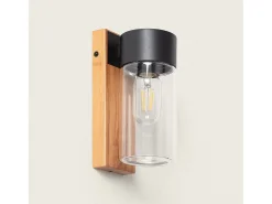 Ledkia Iluminación Exterior-Aplique de Pared Exterior Acero Inoxidable y Cristal Isoba Negro