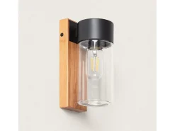 Ledkia Iluminación Exterior-Aplique de Pared Exterior Acero Inoxidable y Cristal Isoba Negro