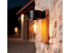 Ledkia Iluminación Exterior-Aplique de Pared Exterior Acero Inoxidable y Cristal Isoba Negro