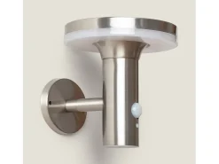 Ledkia Iluminación Exterior-Aplique de Pared Exterior Solar LED Helios Inox con Detector de Movimiento PIR 4000K Blanco Neutro Plateado