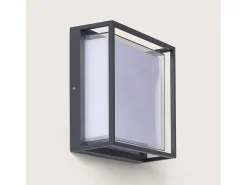 Ledkia Iluminación Exterior-Aplique de Pared Exterior LED 20W Aluminio CCT Seleccionable Doble Difusor Arelien Large Antracita Transparente