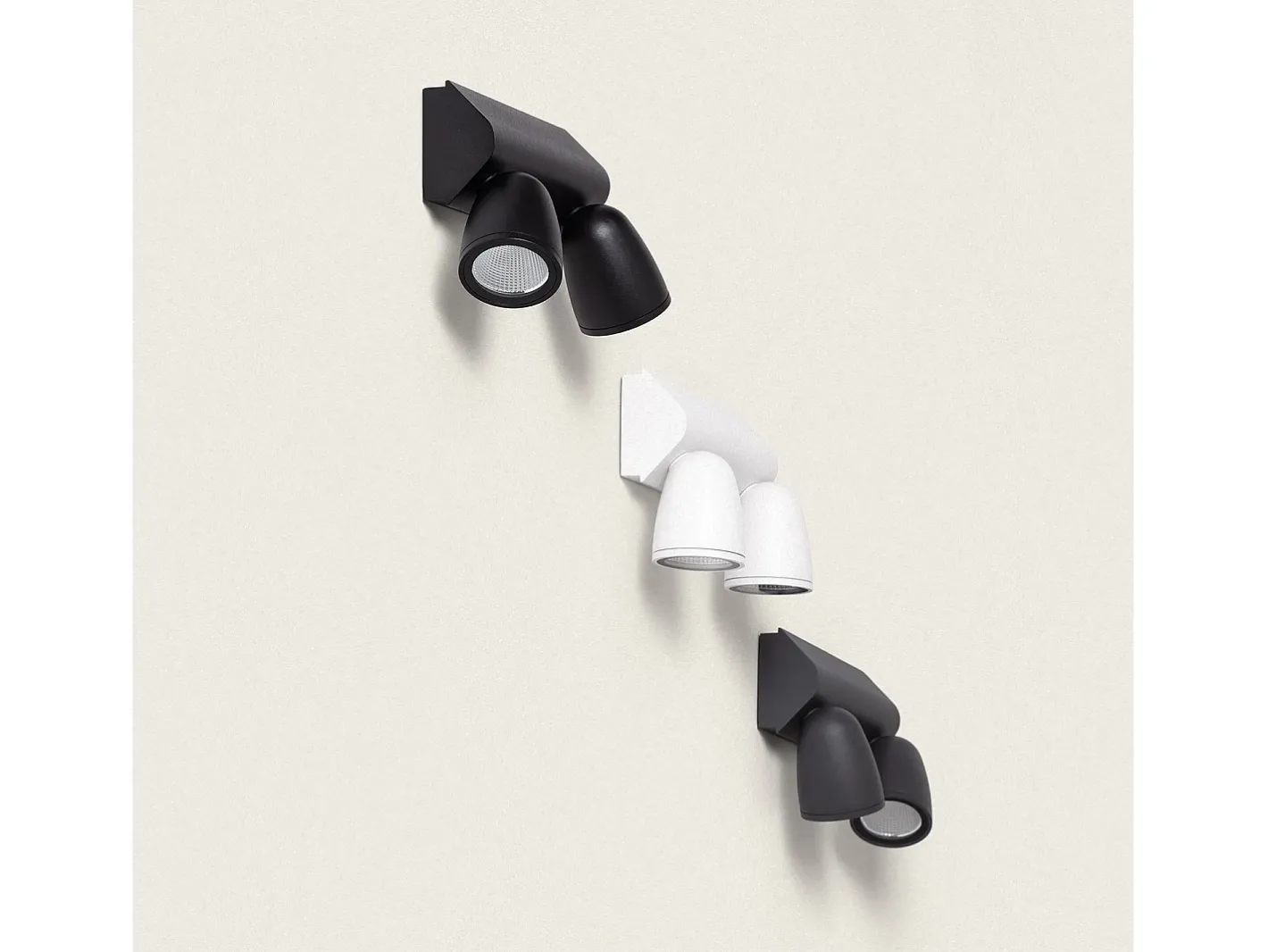 Outlet Ledkia Aplique de Pared Exterior Aluminio con Detector de Movimiento Abel Large Dos Focos Blanco