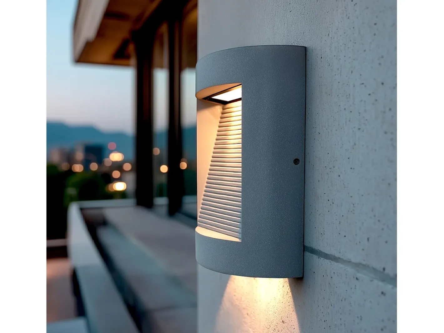 Ledkia Iluminación Exterior-Aplique de Pared Exterior LED Regulable 16W Cemento Zalix Piedra Gris
