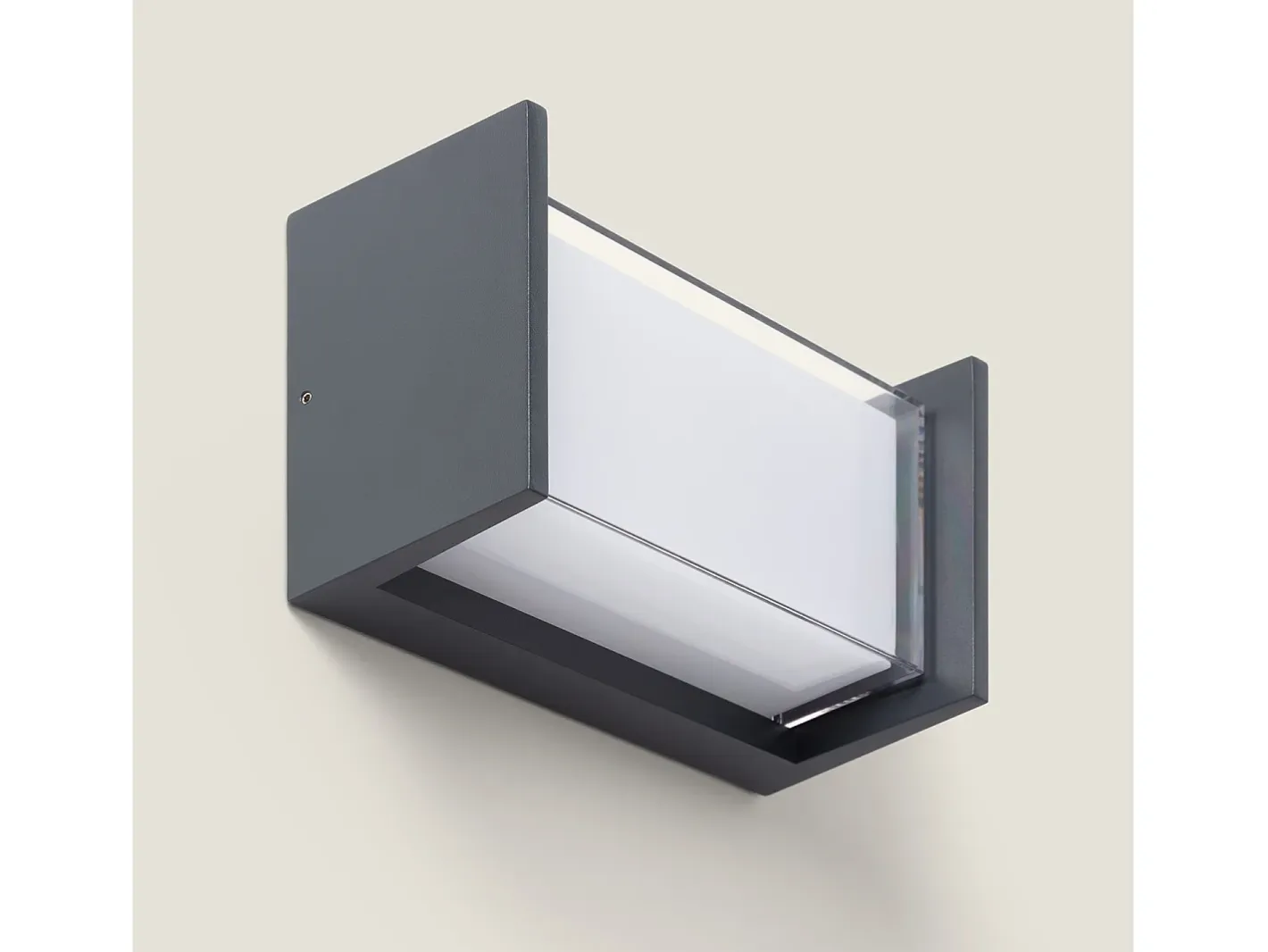 Ledkia Aplique de Pared Exterior LED 12W Aluminio CCT Seleccionable Doble Difusor Arelien Iridix Antracita Transparente New