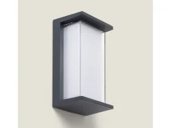 Ledkia Aplique de Pared Exterior LED 12W Aluminio CCT Seleccionable Doble Difusor Arelien Iridix Antracita Transparente New