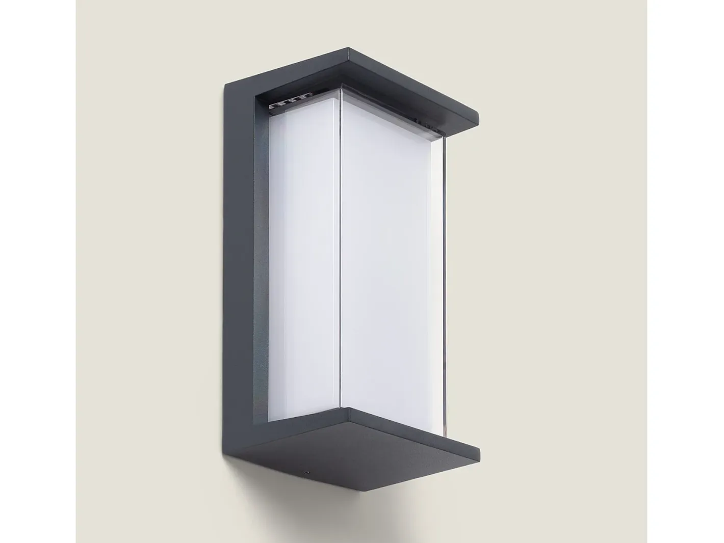 Ledkia Aplique de Pared Exterior LED 12W Aluminio CCT Seleccionable Doble Difusor Arelien Iridix Antracita Transparente New
