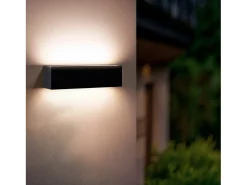 Ledkia Iluminación Exterior-Aplique de Pared Exterior LED 10W Iluminación Doble Cara Rectangular Lena 2700K Blanco Cálido Negro
