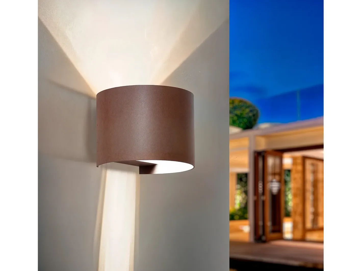 Ledkia Aplique Para Pared-Aplique de Pared Exterior LED 10W Aluminio Iluminación Doble Cara CCT Seleccionable Denny Round Óxido Transparente