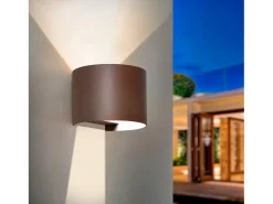 Ledkia Aplique Para Pared-Aplique de Pared Exterior LED 10W Aluminio Iluminación Doble Cara CCT Seleccionable Denny Round Óxido Transparente