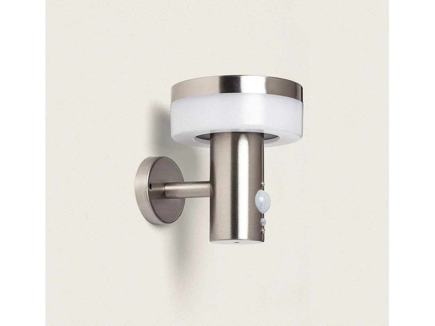 Ledkia Iluminación Exterior-Aplique de Pared Exterior Solar LED 1,5W Acero Inoxidable con Sensor de Movimiento Ashier Plateado