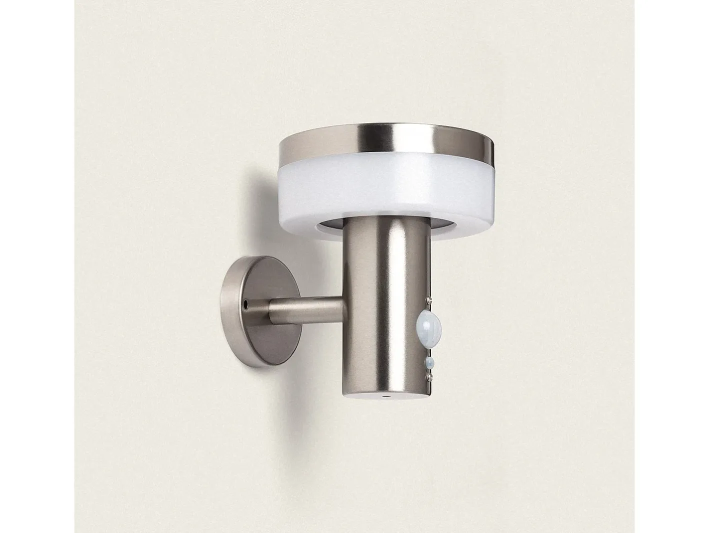 Ledkia Iluminación Exterior-Aplique de Pared Exterior Solar LED 1,5W Acero Inoxidable con Sensor de Movimiento Ashier Plateado