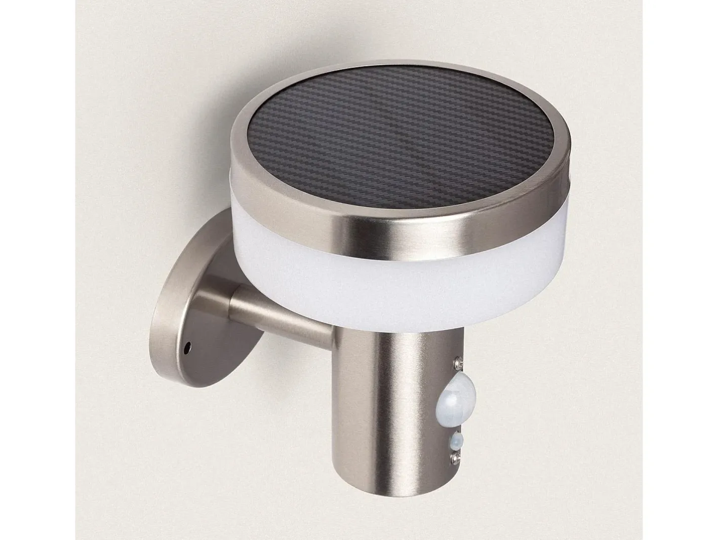 Ledkia Iluminación Exterior-Aplique de Pared Exterior Solar LED 1,5W Acero Inoxidable con Sensor de Movimiento Ashier Plateado