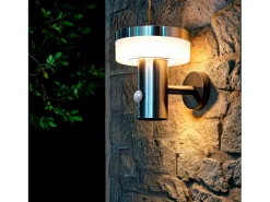 Ledkia Iluminación Exterior-Aplique de Pared Exterior Solar LED 1,5W Acero Inoxidable con Sensor de Movimiento Ashier Plateado