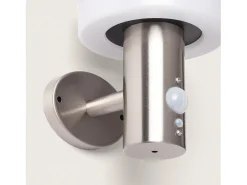 Ledkia Iluminación Exterior-Aplique de Pared Exterior Solar LED 1,5W Acero Inoxidable con Sensor de Movimiento Ashier Plateado