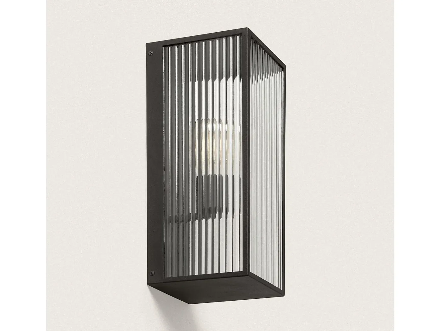 Best Ledkia Aplique de Pared Exterior Metal y Cristal Big Taiga Negro