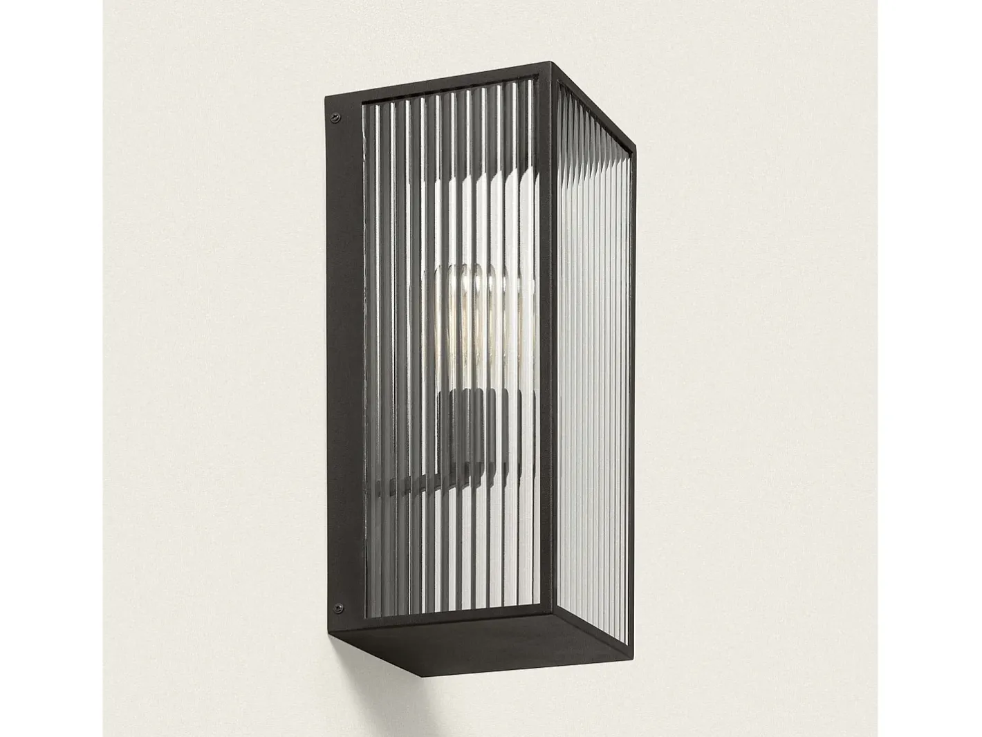 Best Ledkia Aplique de Pared Exterior Metal y Cristal Big Taiga Negro