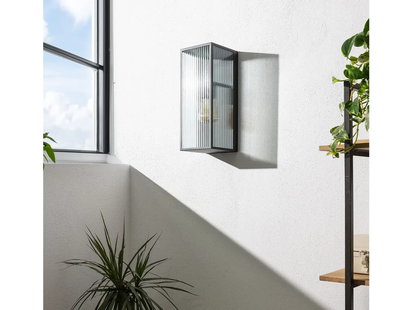 Best Ledkia Aplique de Pared Exterior Metal y Cristal Big Taiga Negro