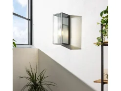 Best Ledkia Aplique de Pared Exterior Metal y Cristal Big Taiga Negro