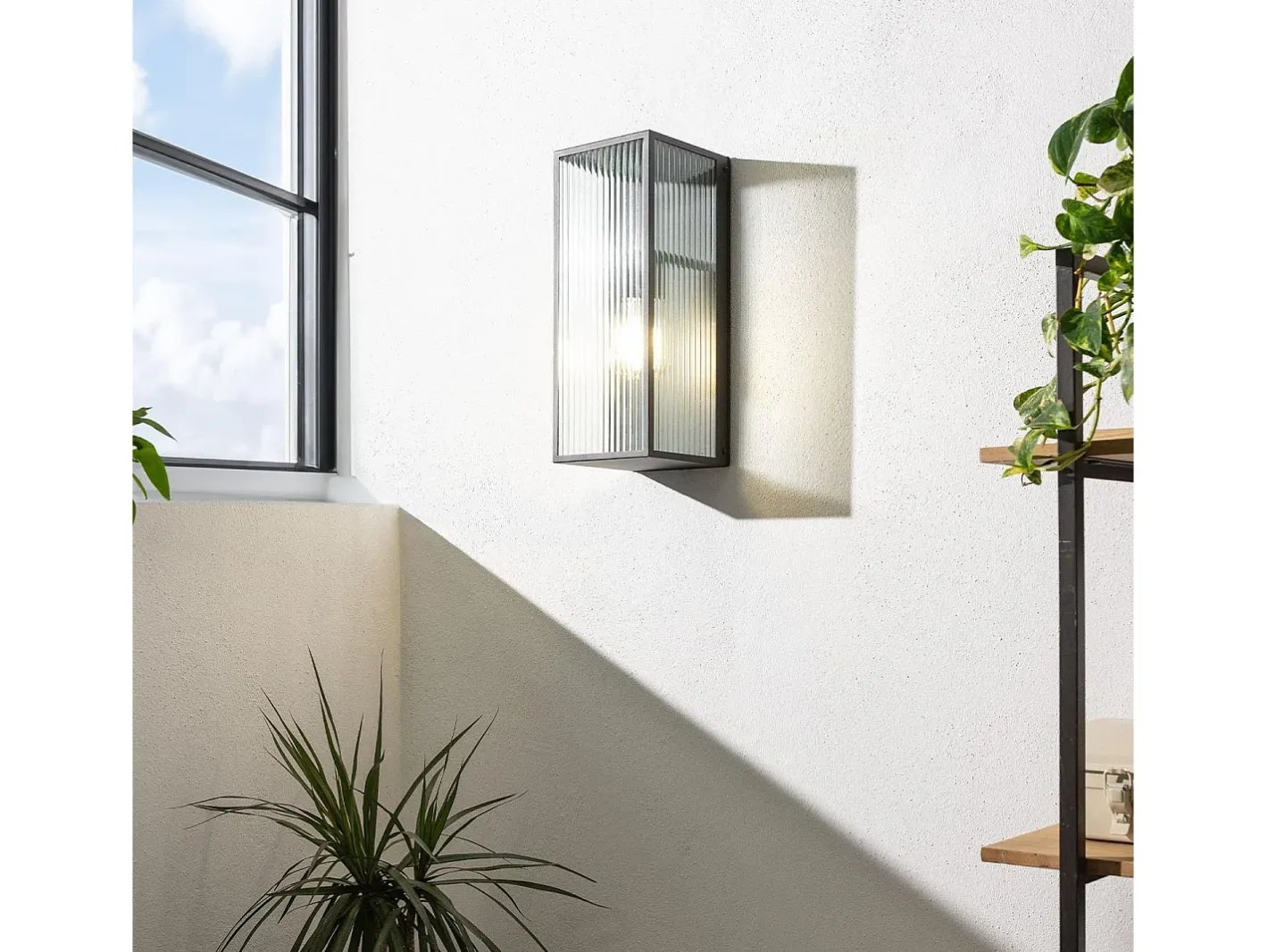 Best Ledkia Aplique de Pared Exterior Metal y Cristal Big Taiga Negro