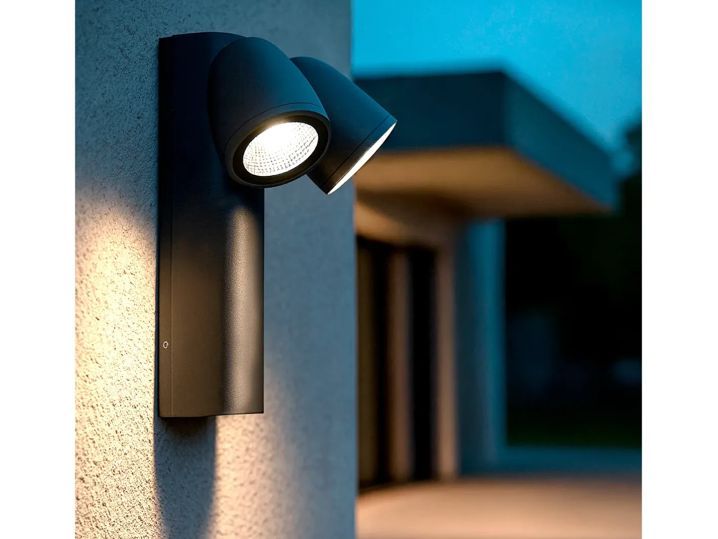 Ledkia Iluminación Exterior-Aplique de Pared Exterior LED 12W Aluminio Abel Dos Focos Oscuro Gris