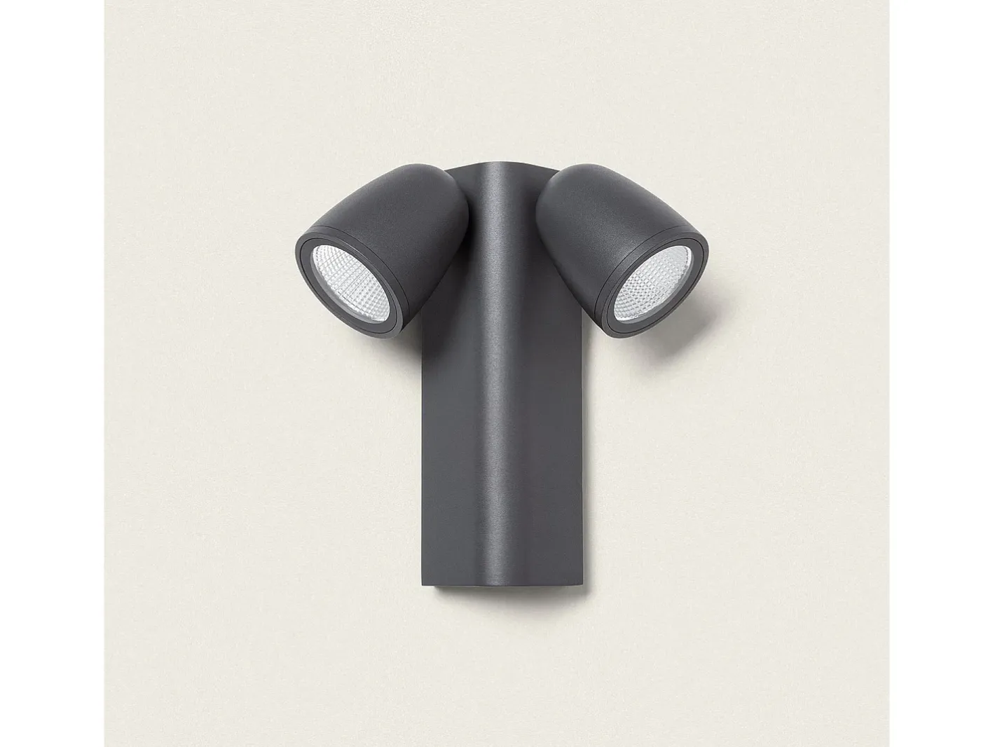 Ledkia Iluminación Exterior-Aplique de Pared Exterior LED 12W Aluminio Abel Dos Focos Oscuro Gris